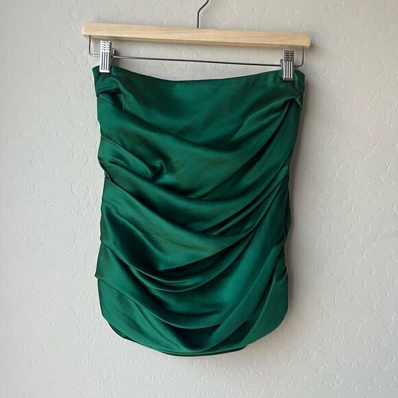 The Sei Emerald Green Silk Ruched Mini Skirt Size 4‎ - Picture 2 of 8